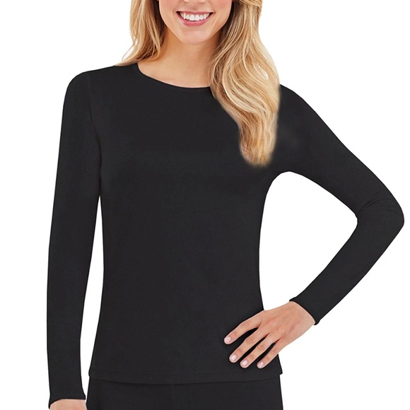 (NWT) Cuddl Duds Climate Smart Long-Sleeve Crew Neck Top, Black Medium - Picture 3 of 7